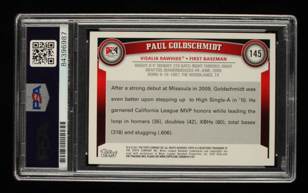 Paul Goldschmidt Signed 2011 Topps Pro Debut RC #145 (PSA Encapsulated) - Rookie Card