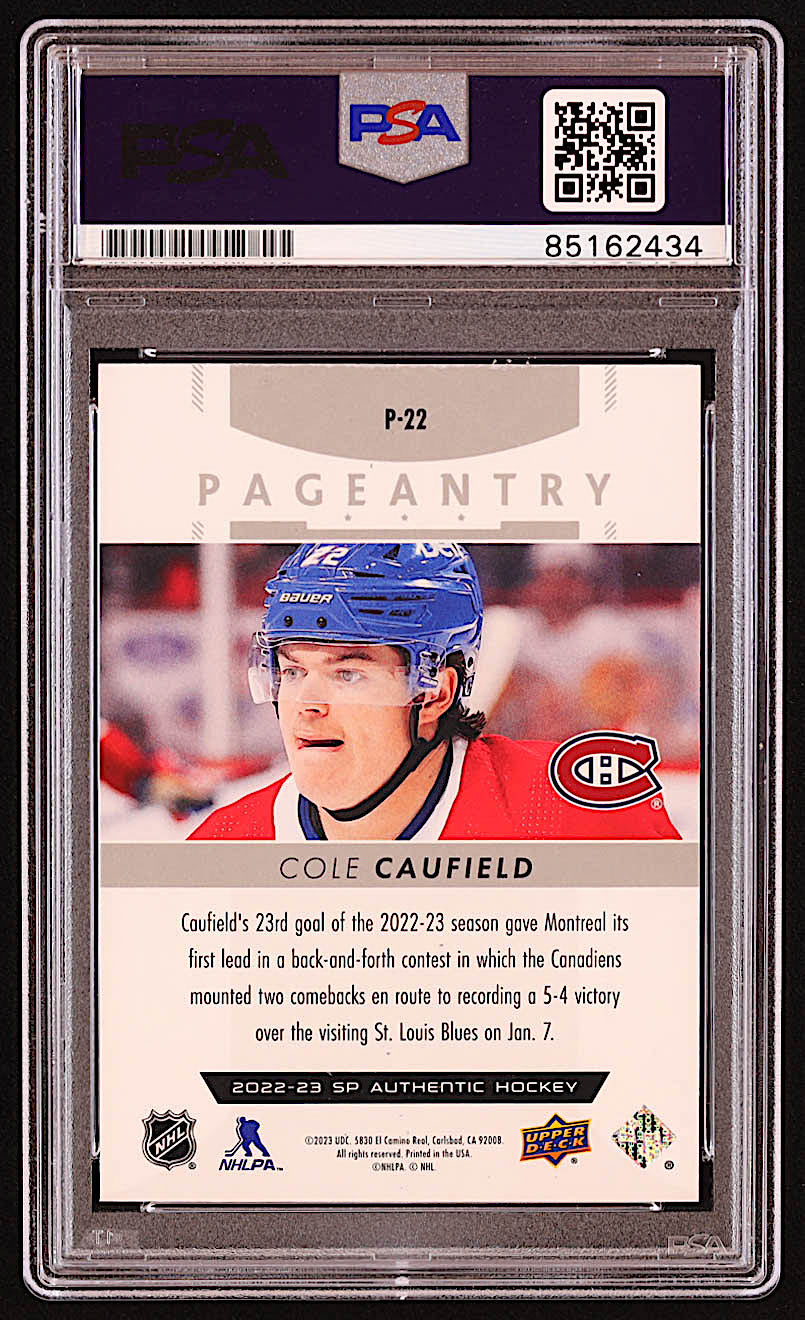 Cole Caufield Signed 2022-23 SP Authentic Pageantry #P22 (PSA)