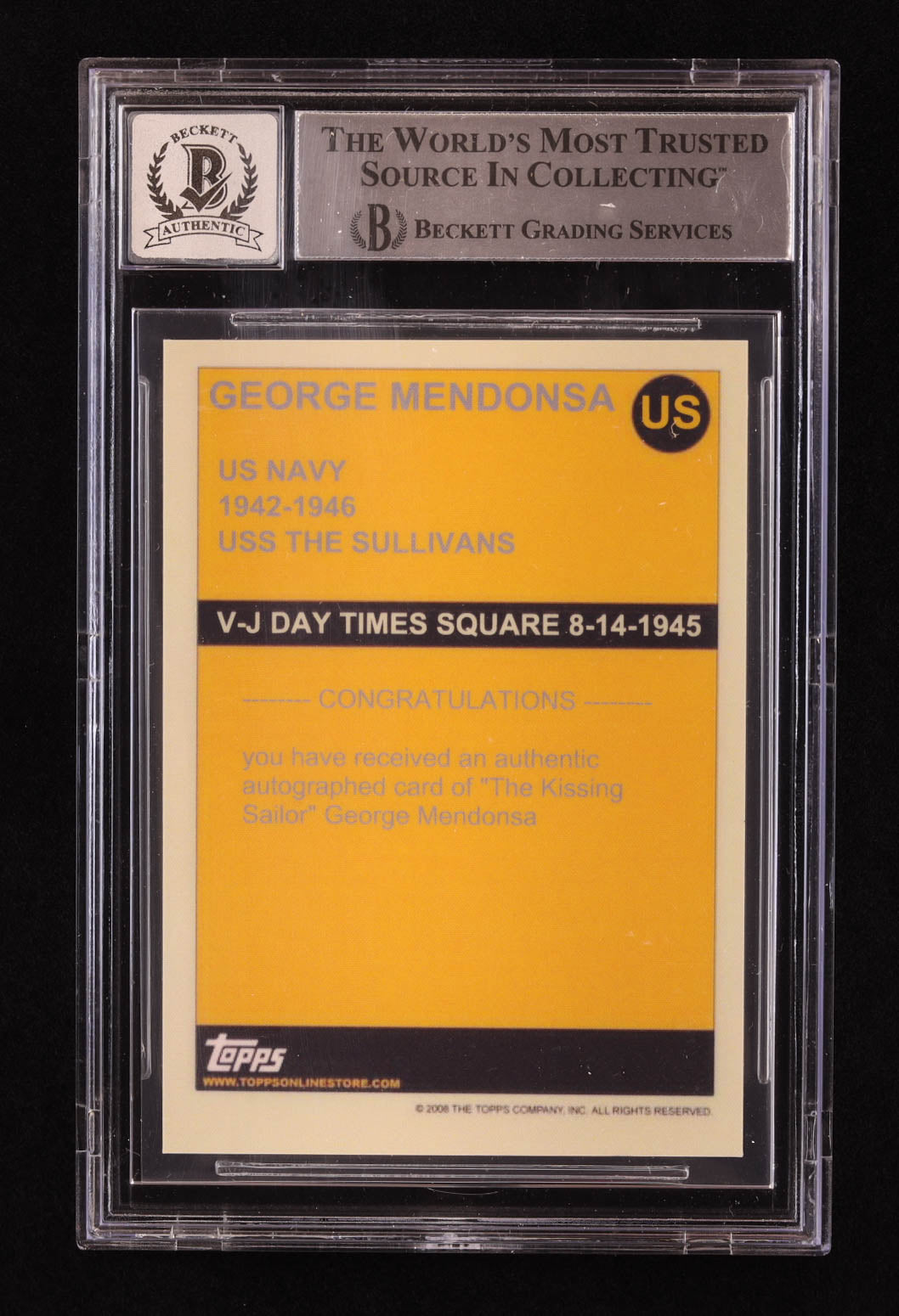 George Mendonsa Signed Custom Trading Card (BGS | Auto 10) Kissing Sailor