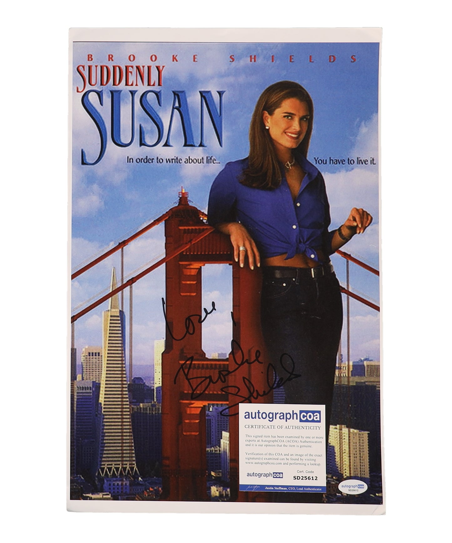 Brooke Shields Signed (JSA) "Suddenly Susan" 11x17 Photo Inscribed "Love" - Susan Keane