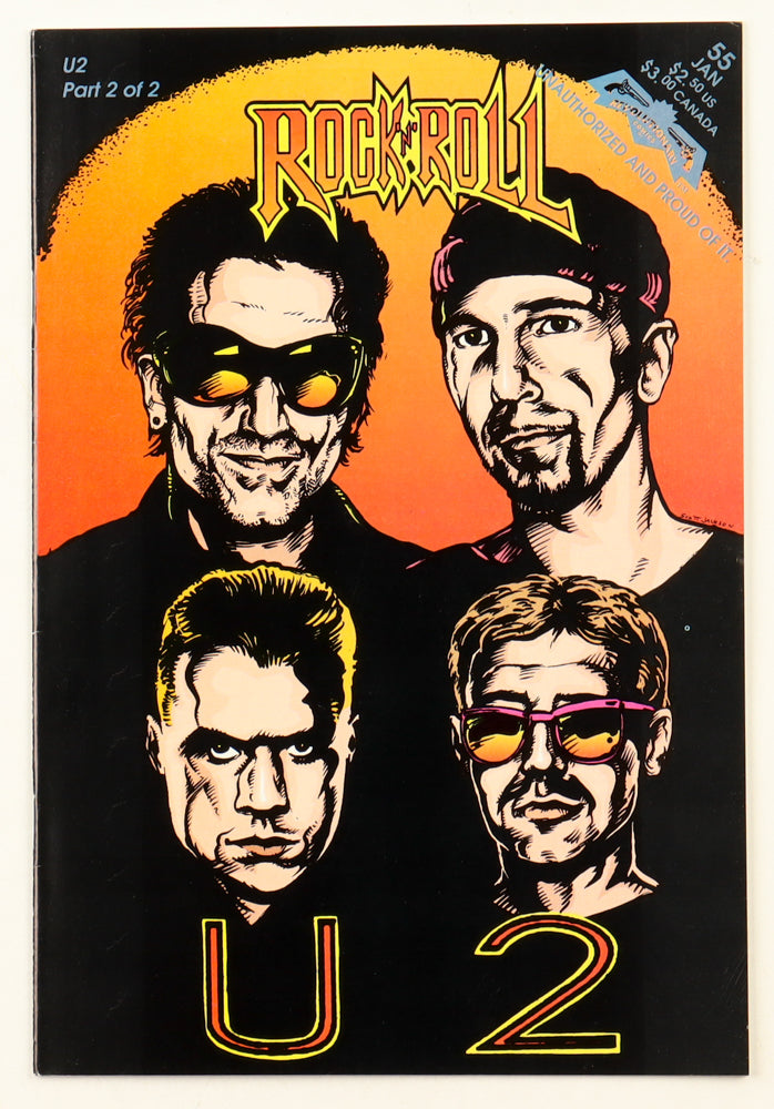 Jay Allen Sanford Signed (Beckett) 1993 "Rock N Roll Comics: U2" Issue #54 with "Rock N Roll Comics: U2" Issue #55 Revolutionary Comic Book - Part 2 of 2 Unsigned