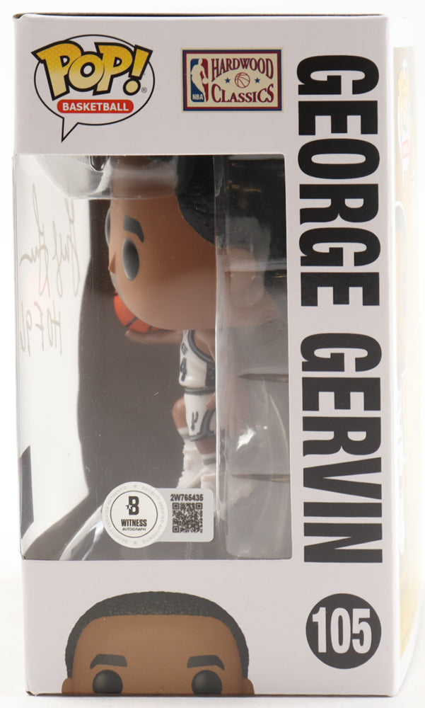 George Gervin Signed (Beckett) Spurs #105 Funko Pop! Vinyl Figure Inscribed "HOF 96" - Beckett Witnessed