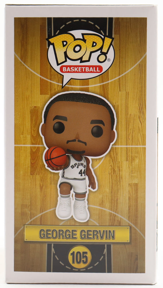George Gervin Signed (Beckett) Spurs #105 Funko Pop! Vinyl Figure Inscribed "HOF 96" - Beckett Witnessed