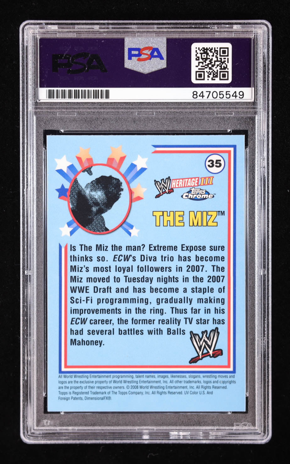 The Miz Signed 2008 Topps WWE Heritage Chrome #35 (PSA)
