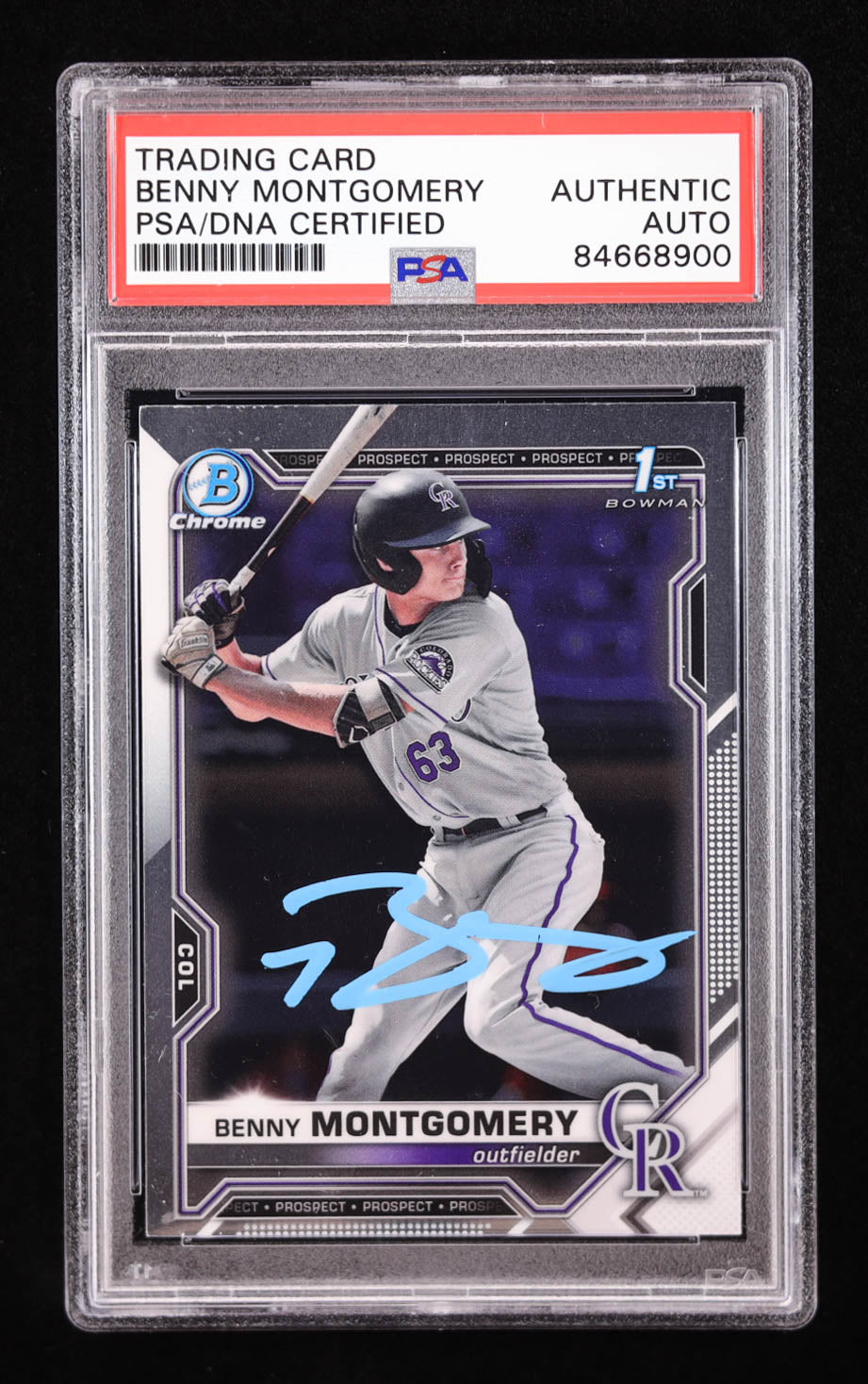Benny Montgomery Signed 2021 Bowman Draft Chrome #BDC84 RC (PSA) Rookie Card