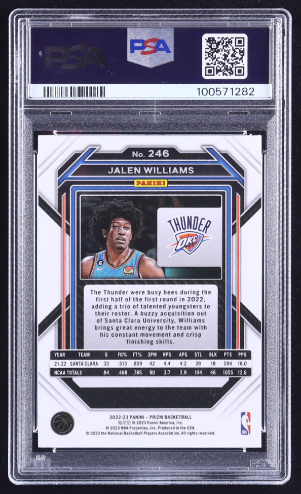 Jalen Williams Signed 2022-23 Panini Prizm #246 RC (PSA 9 | Autograph Grade 10) Rookie Card