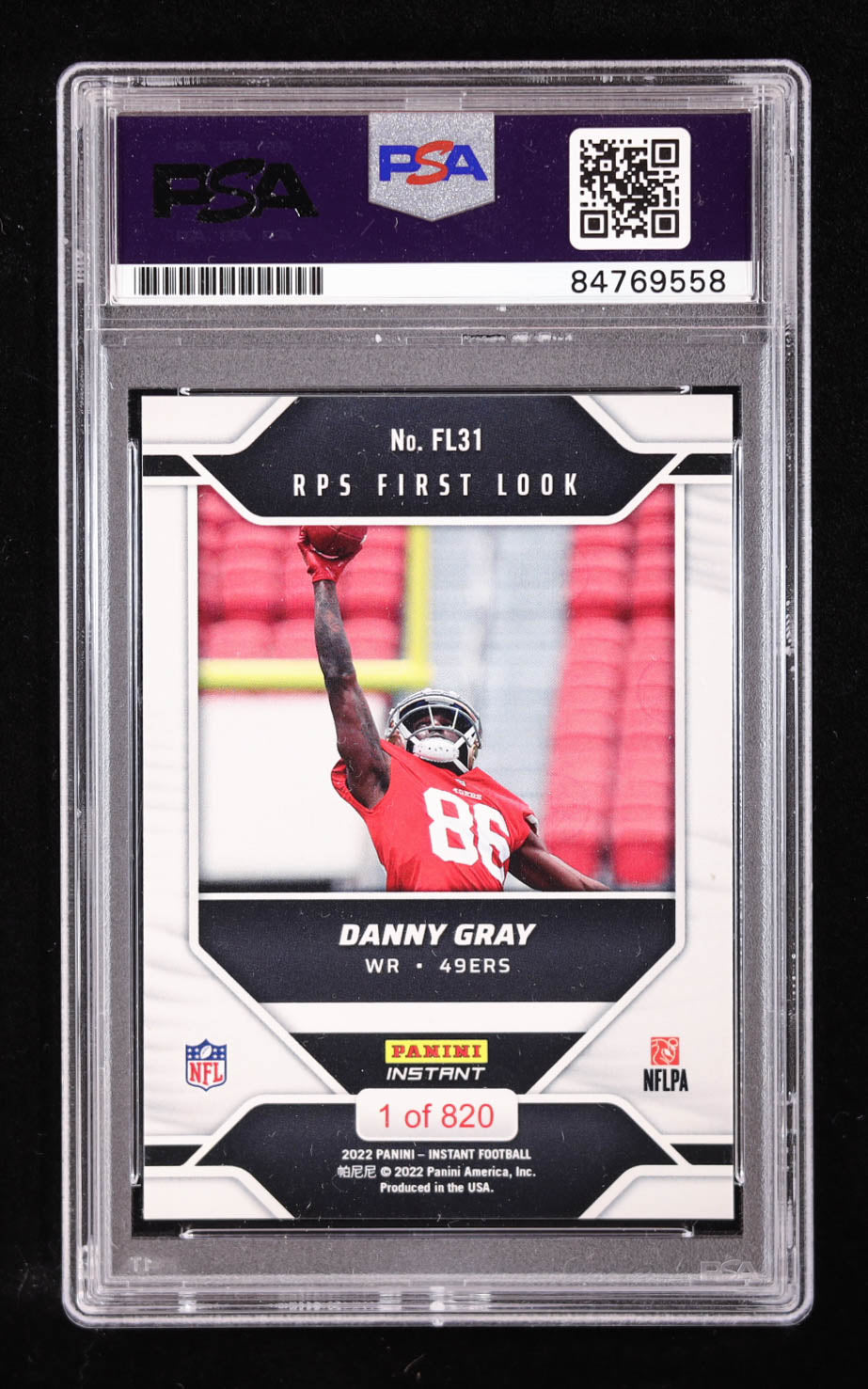 Danny Gray Signed 2022 Panini Instant Rookie Premiere #FL31 RC (PSA) Rookie Card
