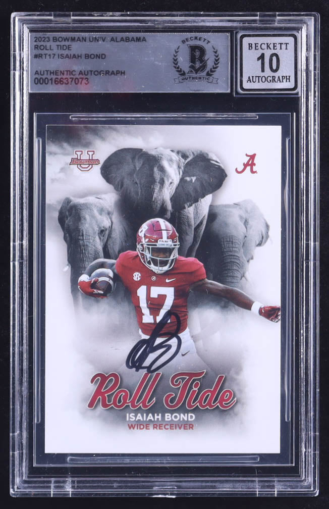 Isaiah Bond Signed 2023 Bowman University Alabama Roll Tide #RT17 RC (BGS | Auto 10) Rookie Card
