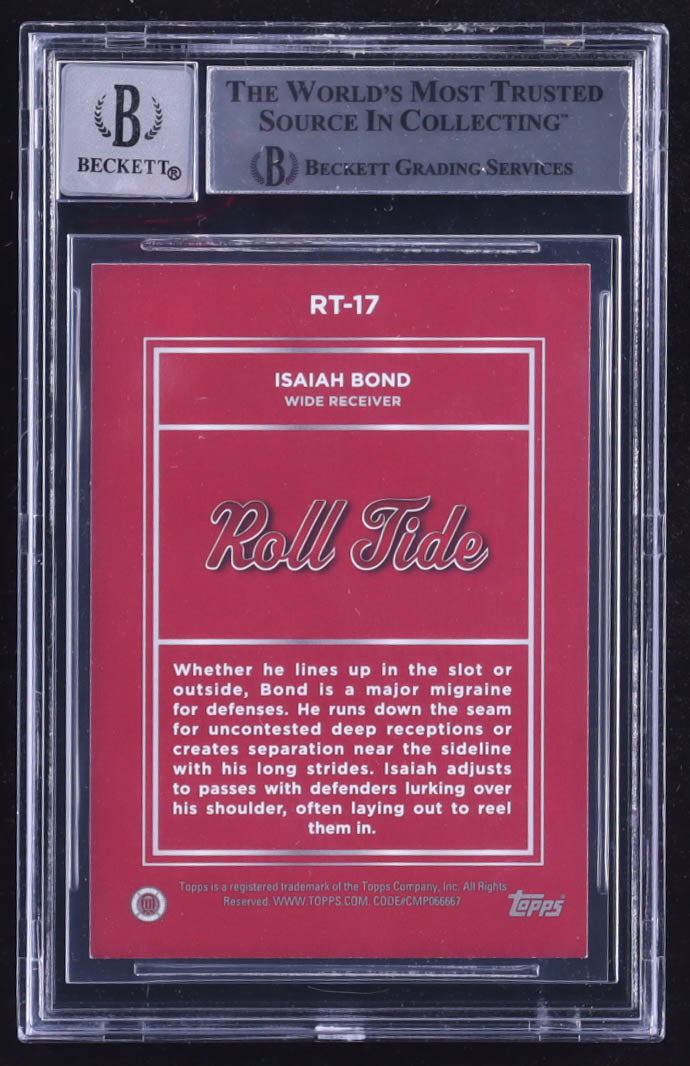 Isaiah Bond Signed 2023 Bowman University Alabama Roll Tide #RT17 RC (BGS | Auto 10) Rookie Card