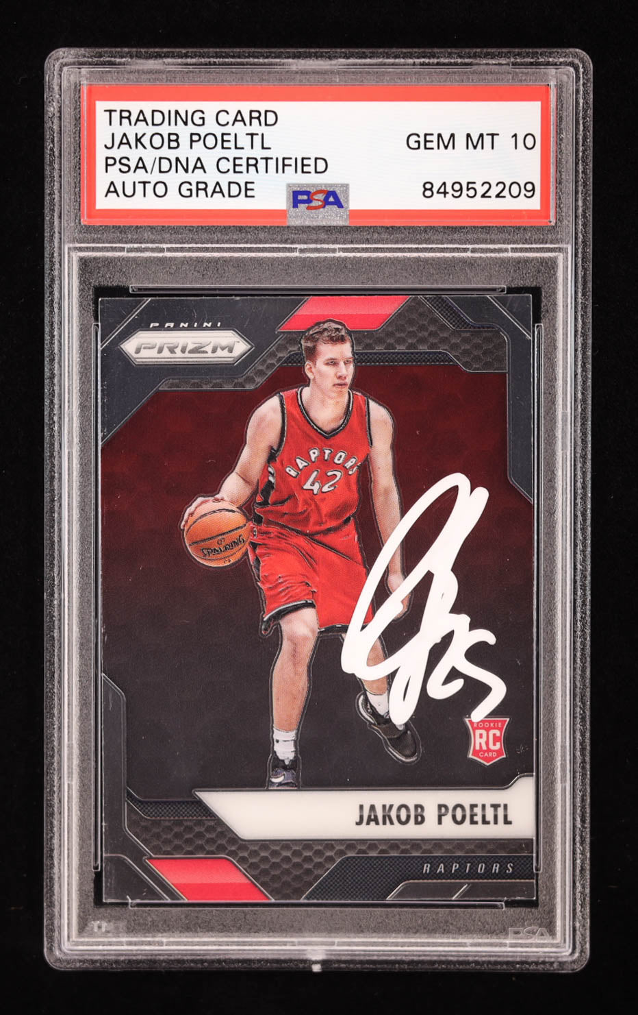 Jakob Poeltl Signed 2016-17 Panini Prizm #216 RC (PSA | Auto 10) Rookie Card