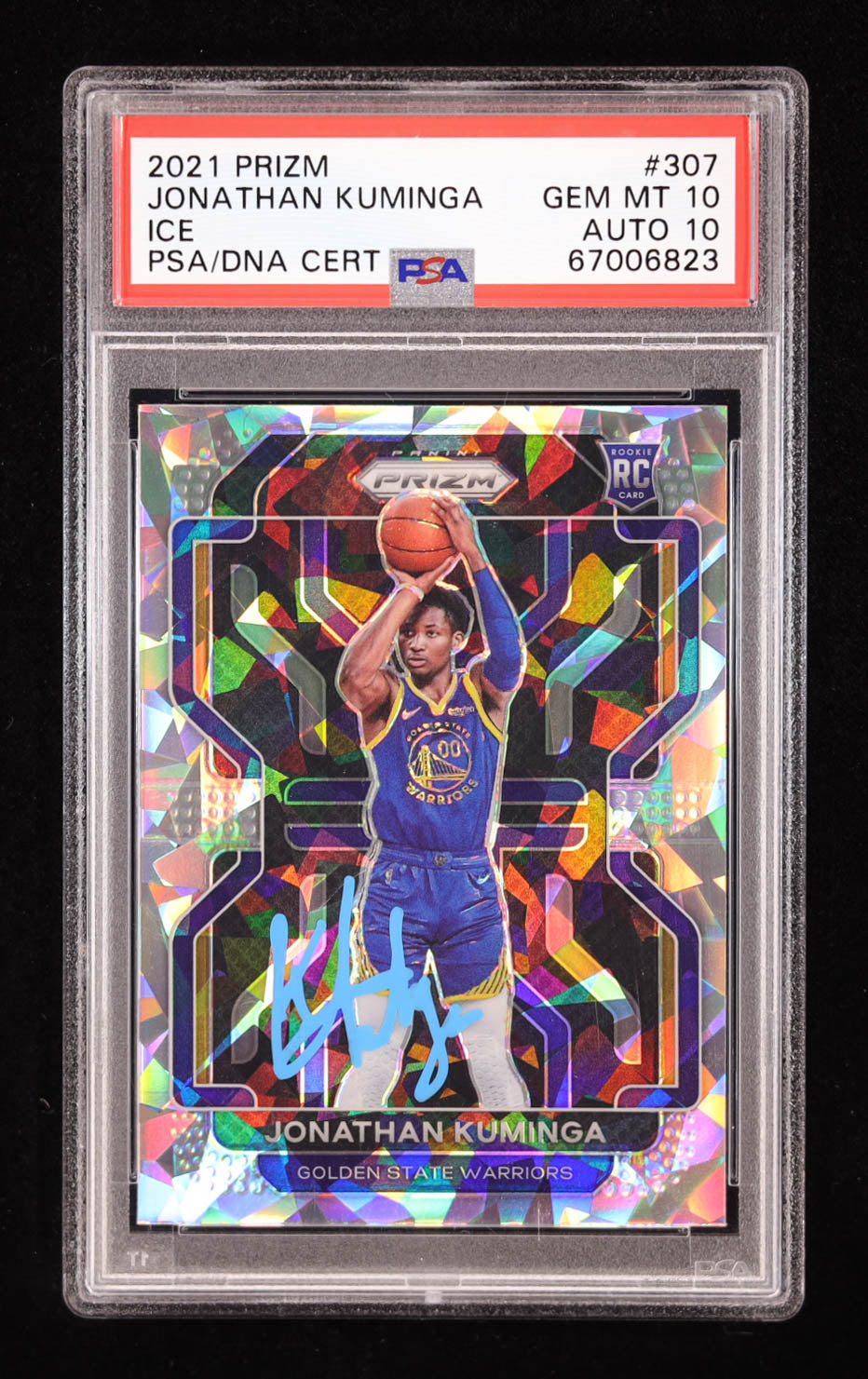 Jonathan Kuminga Signed 2021 Panini Prizm Ice #307 RC (PSA 10 | Auto 10) Rookie Card