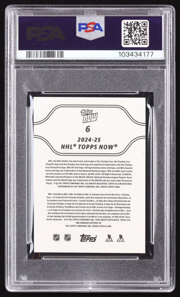 Macklin Celebrini Signed 2024-25 Topps Now Stickers #6 RC (PSA 9) Rookie Card