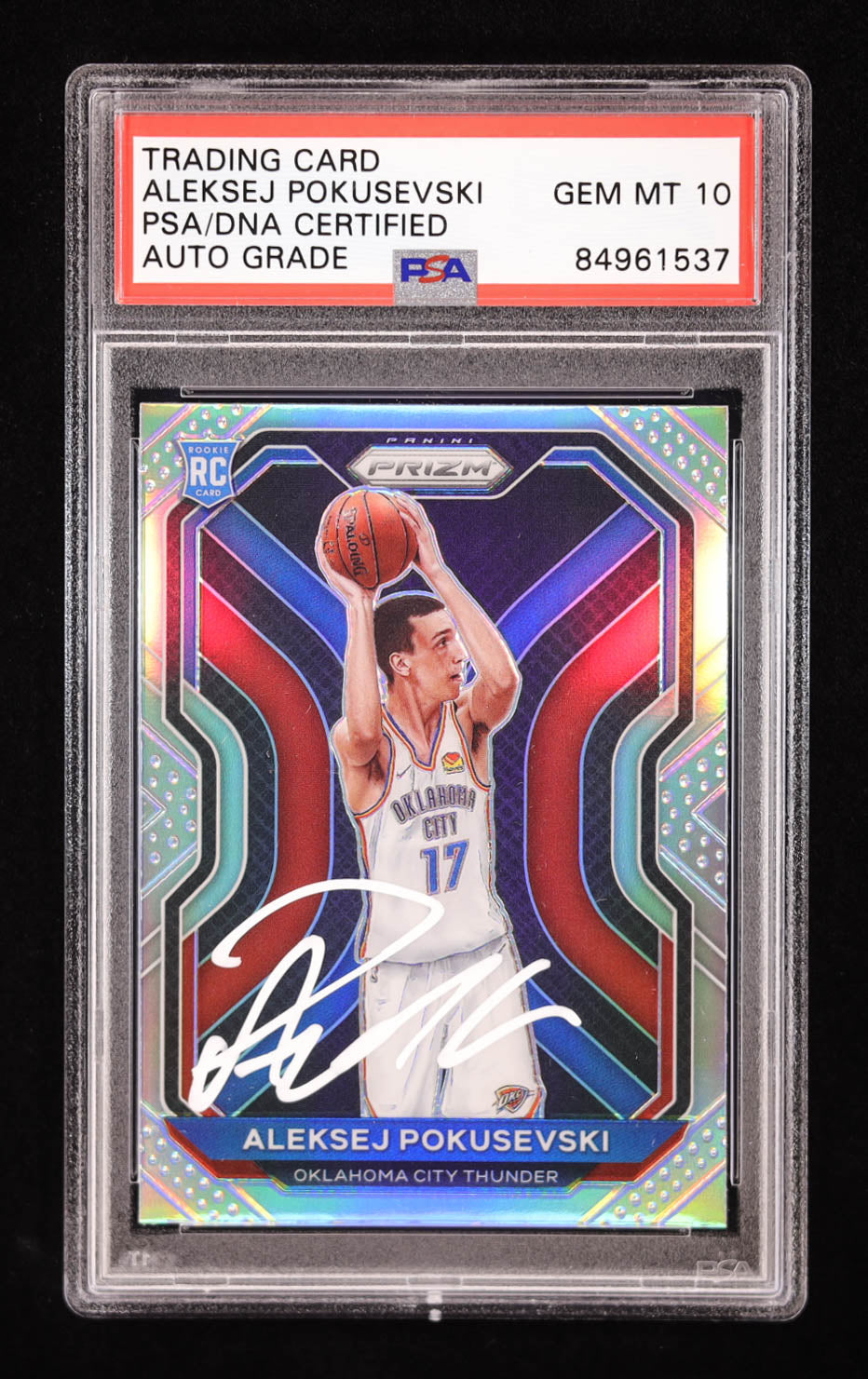 Aleksej Pokusevski Signed 2020-21 Panini Prizm Prizms Silver #264 RC (PSA | Auto Grade 10) Rookie Card