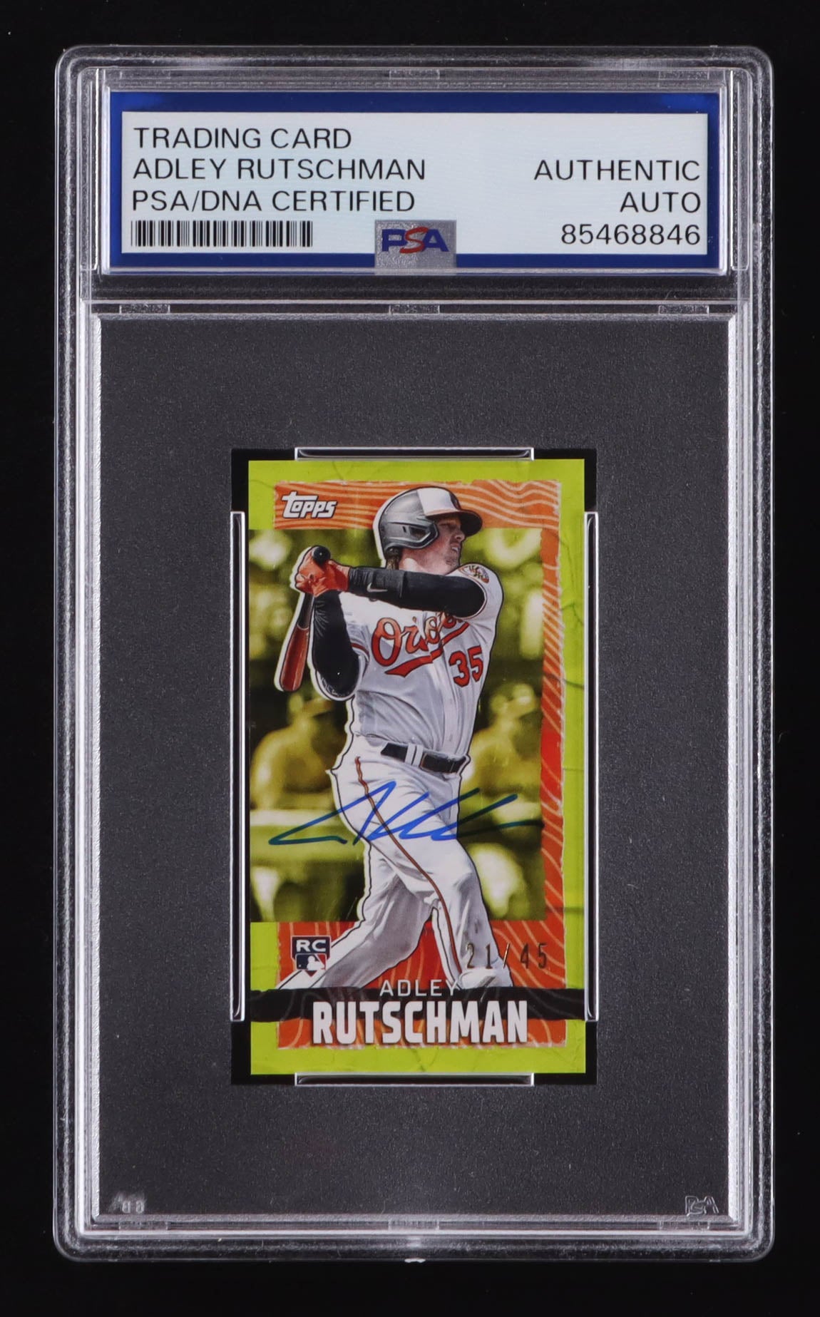 Adley Rutschman Signed 2023 Topps Rip Mini Chartreuse #MRIP-AR RC #21/45 (PSA) Rookie Card | Serially Numbered #21 / 45