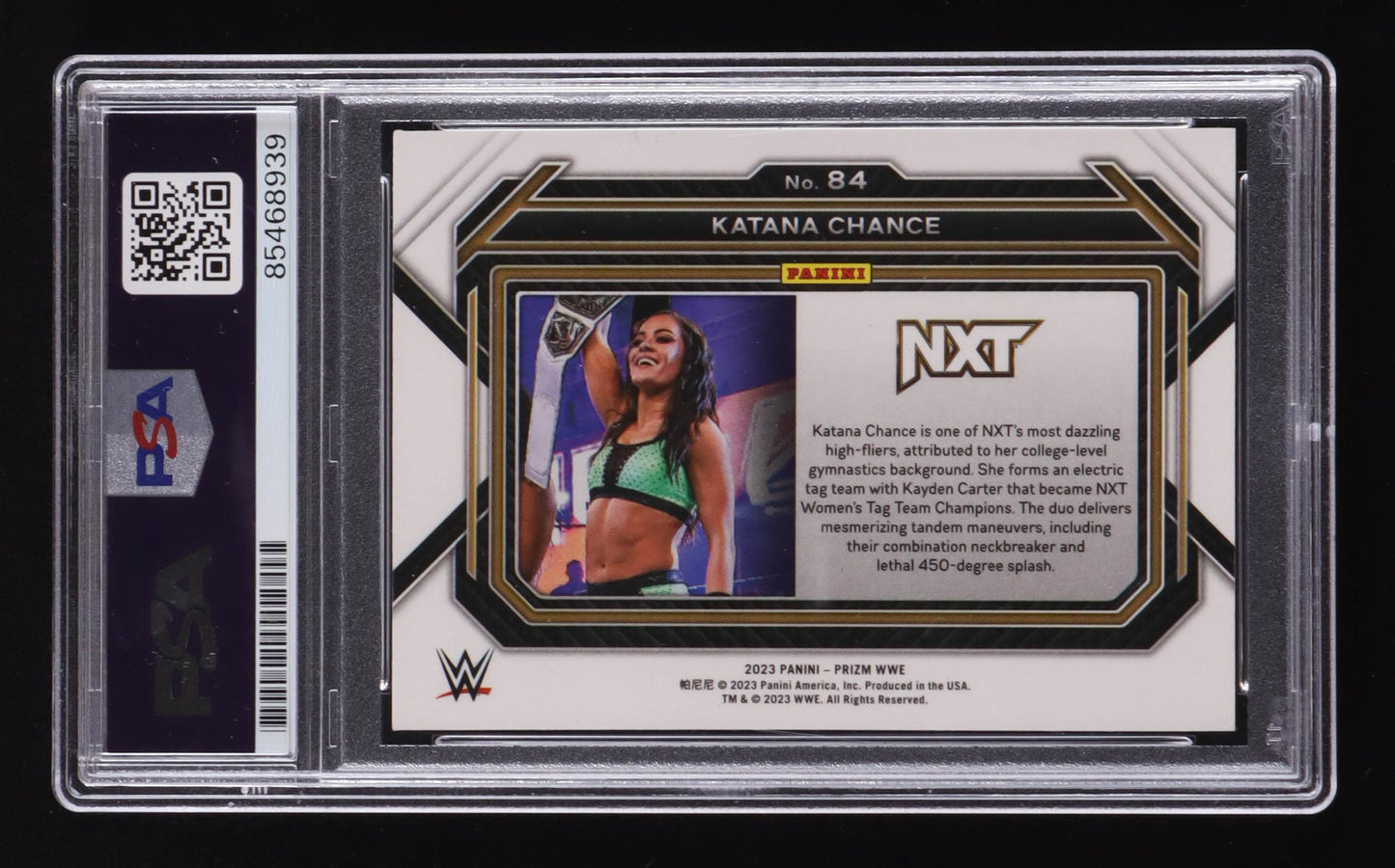 Katana Chance Signed 2023 Panini Prizm WWE #84 (PSA)