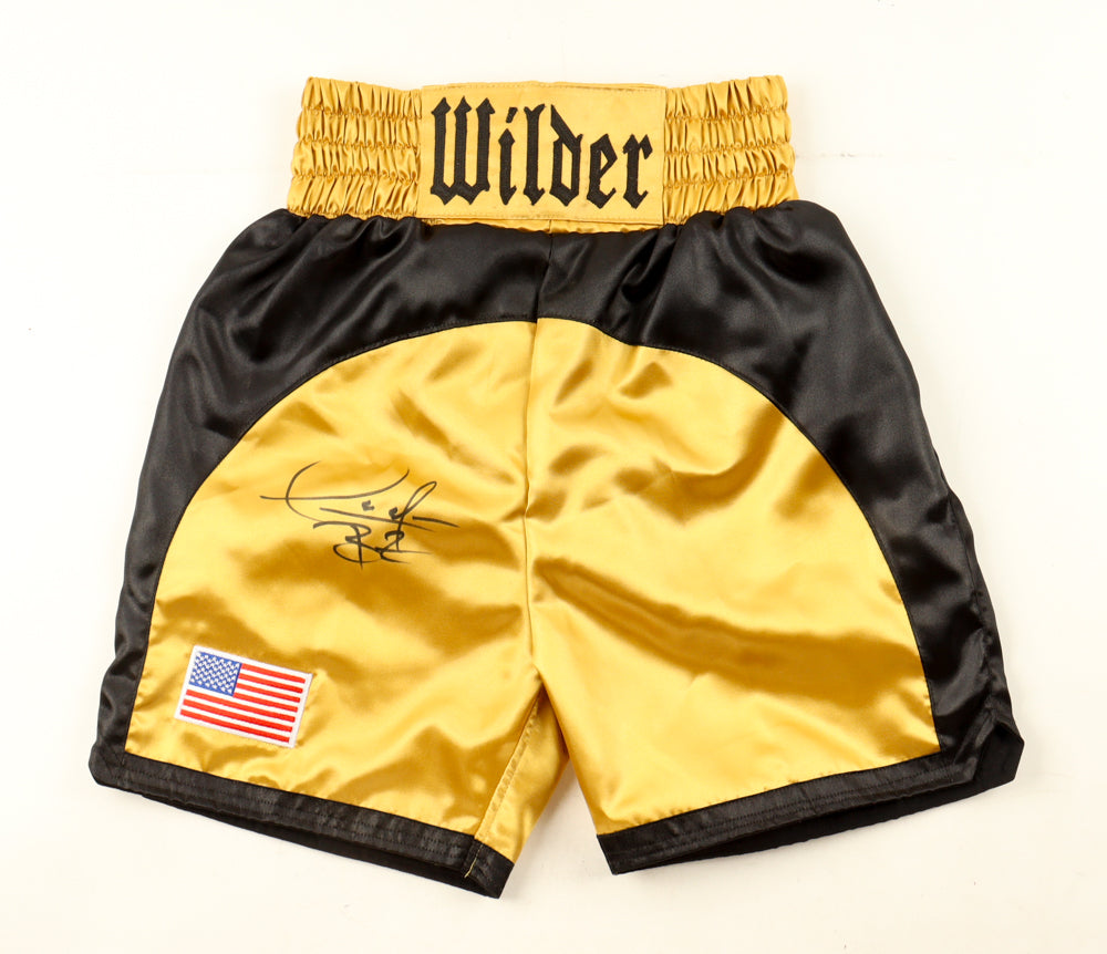 Deontay Wilder Signed Boxing Trunks (Beckett) Beckett Witnessed