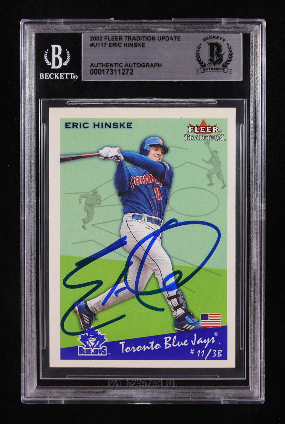 Eric Hinske Signed 2002 Fleer Tradition Update #U117 RC (Beckett Authentic) - Rookie Card