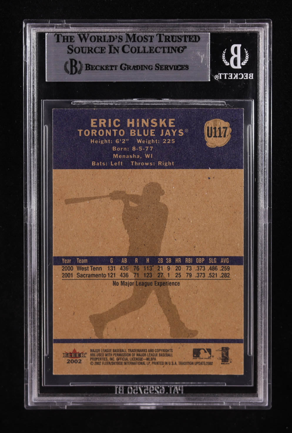 Eric Hinske Signed 2002 Fleer Tradition Update #U117 RC (Beckett Authentic) - Rookie Card