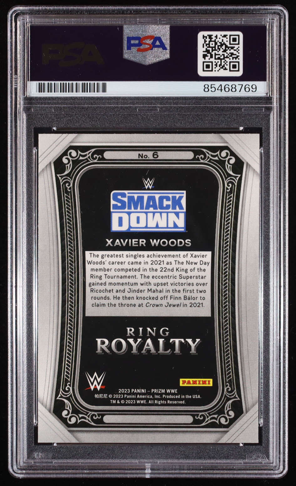 Xavier Woods Signed 2023 Panini Prizm WWE Ring Royalty #6 (PSA | Auto Grade PSA Authentic) Autograph Graded PSA Authentic