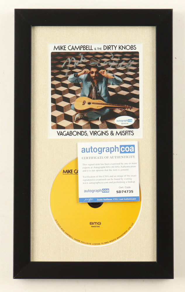 Mike Campbell Signed (ACOA) Custom Framed "Vagabonds, Virgins, & Misfits" CD Album Insert Display With Disc