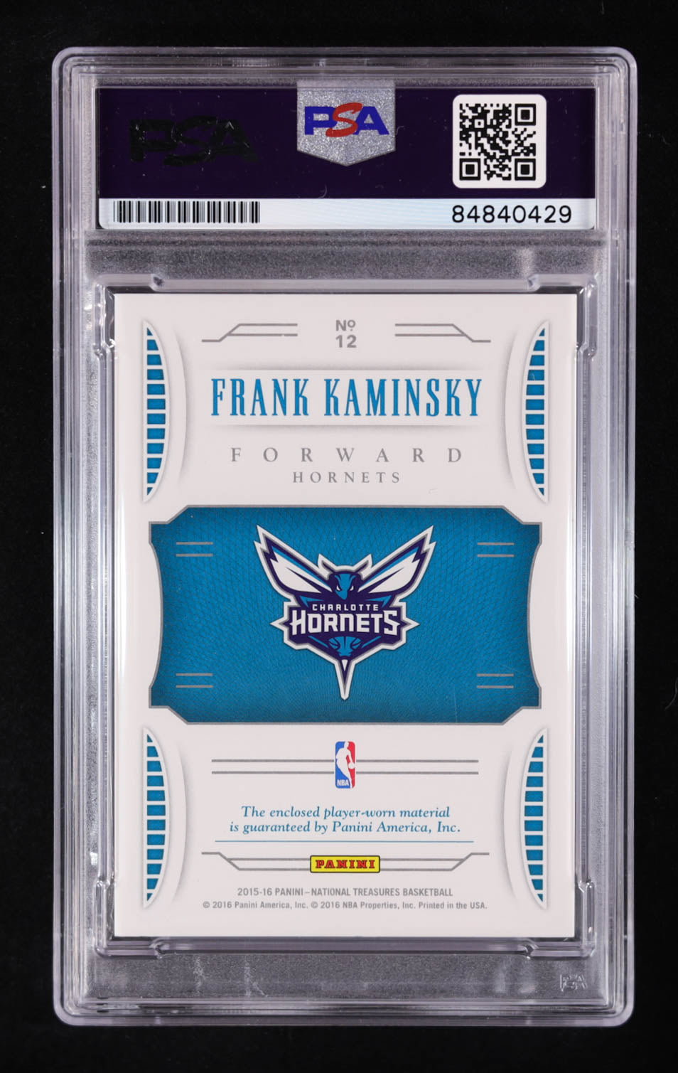 Frank Kaminsky Signed 2015-16 Panini National Treasures Rookie Jumbo Materials #12 #55/99 RC (PSA | Auto Grade PSA Authentic) Autograph Graded PSA Authentic | Rookie Card