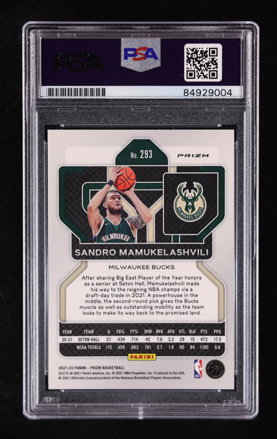 Sandro Mamukelashvili Signed 2021-22 Panini Prizm #293 RC (PSA | Auto Grade PSA Authentic) Autograph Graded PSA Authentic | Rookie Card