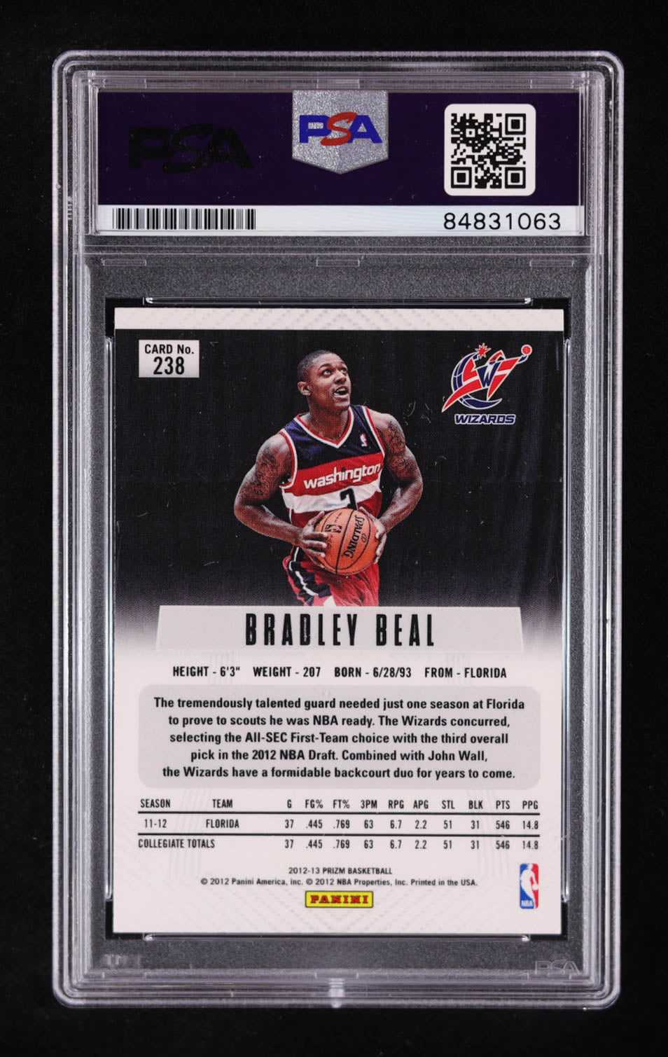 Bradley Beal Signed 2012-13 Panini Prizm #238 RC (PSA | Auto Grade PSA 10) Autograph Graded PSA 10 | Rookie Card
