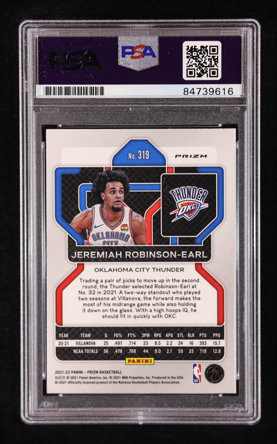Jeremiah Robinson-Earl Signed 2021-22 Panini Prizm Prizms NBA 75th Anniversary #319 RC (PSA 10) Rookie Card