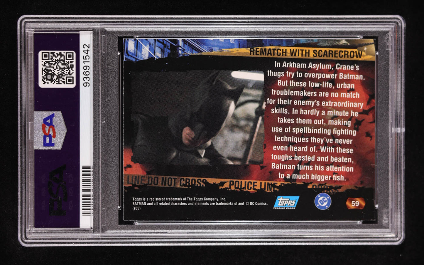 Christian Bale Signed 2005 Topps Batman Begins Movie Rematch With Scarecrow #59 RC (PSA Authentic) - Rookie Card