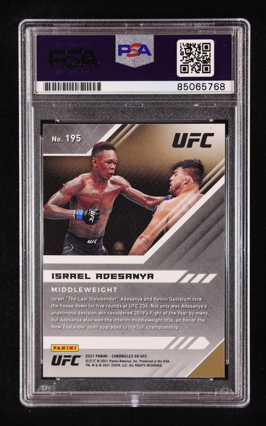 Israel Adesanya Signed 2021 Panini XR UFC #195 (PSA Authentic)
