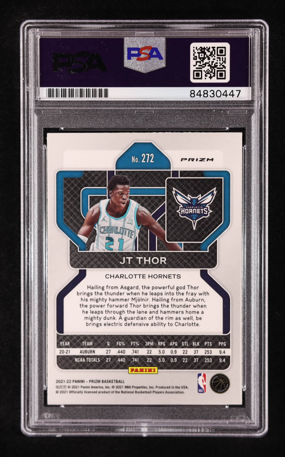JT Thor Signed 2021-22 Panini Prizm Prizms Factory Set Orange Hyper #272 RC (PSA Authentic) Rookie Card
