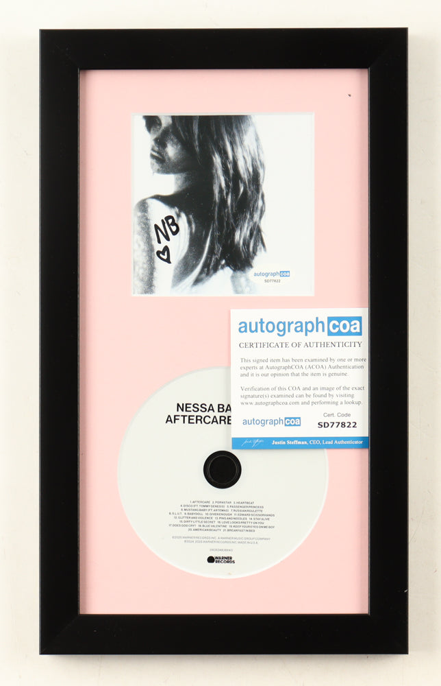 Nessa Barrett Signed (ACOA) "Aftercare Deluxe" Custom Framed Album Insert With CD