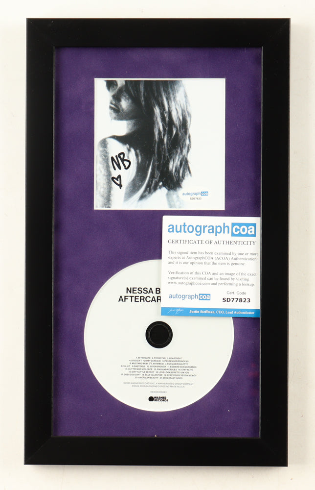 Nessa Barrett Signed (ACOA) "Aftercare Deluxe" Custom Framed Album Insert With CD
