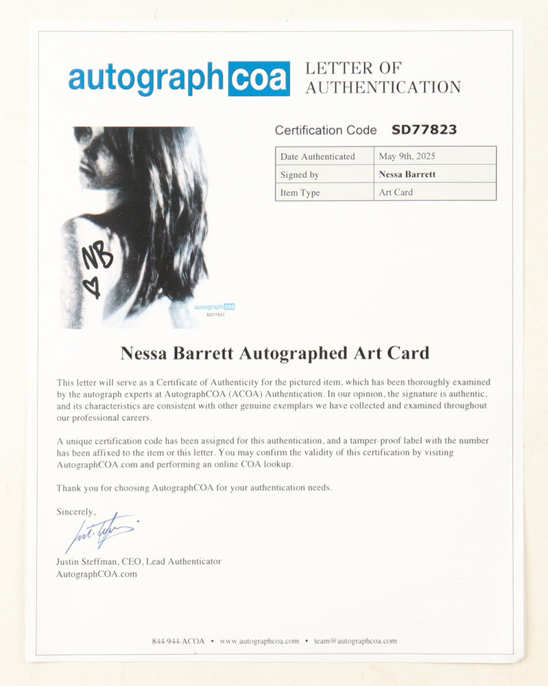 Nessa Barrett Signed (ACOA) "Aftercare Deluxe" Custom Framed Album Insert With CD