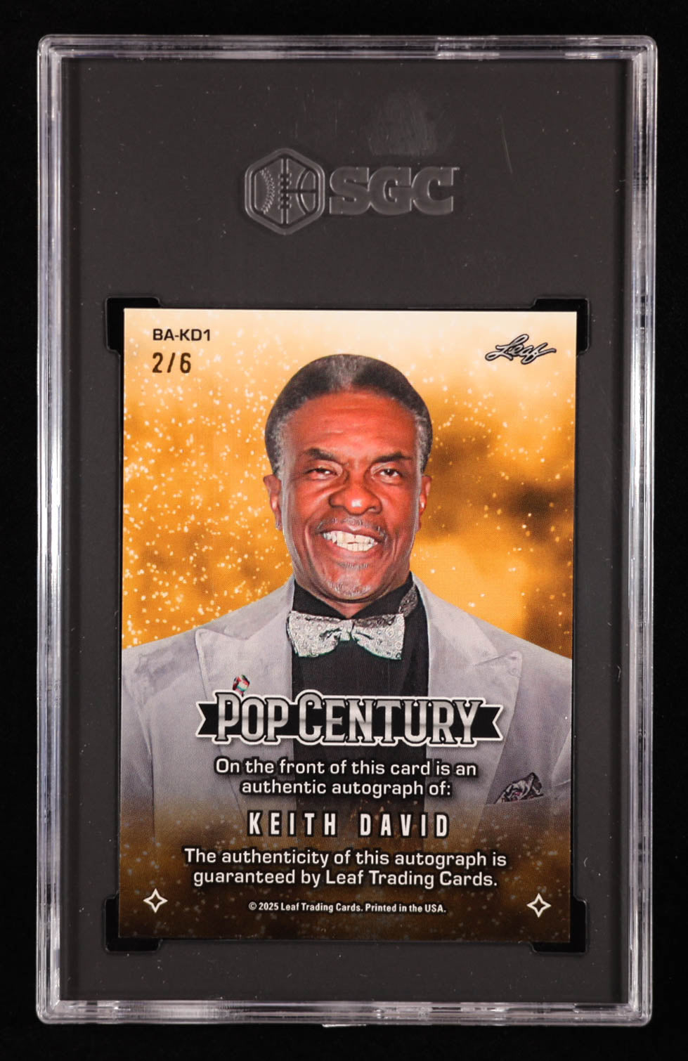 Keith David 2025 Leaf Pop Century Metal Purple #BAKD1 #2/6 (SGC 10 | Autograph Graded 10) Serially Numbered #2 / 6 | Autograph Graded SGC 10