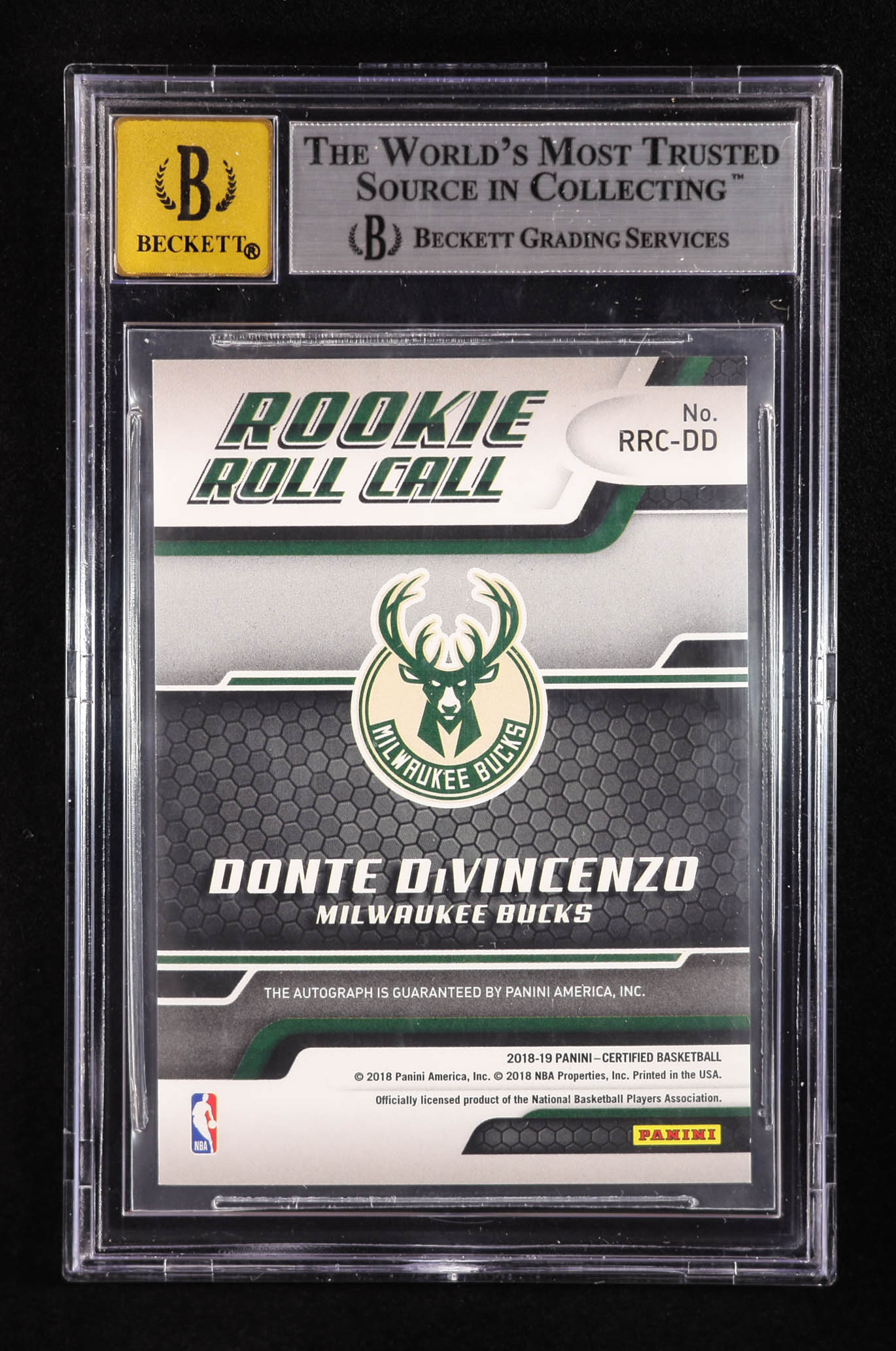 Donte DiVincenzo 2018-19 Certified Rookie Roll Call Autographs Mirror Gold #14 RC #07/10 (BGS 9 | Autograph Grade 10) Rookie Card | Serially Numbered #04 / 10