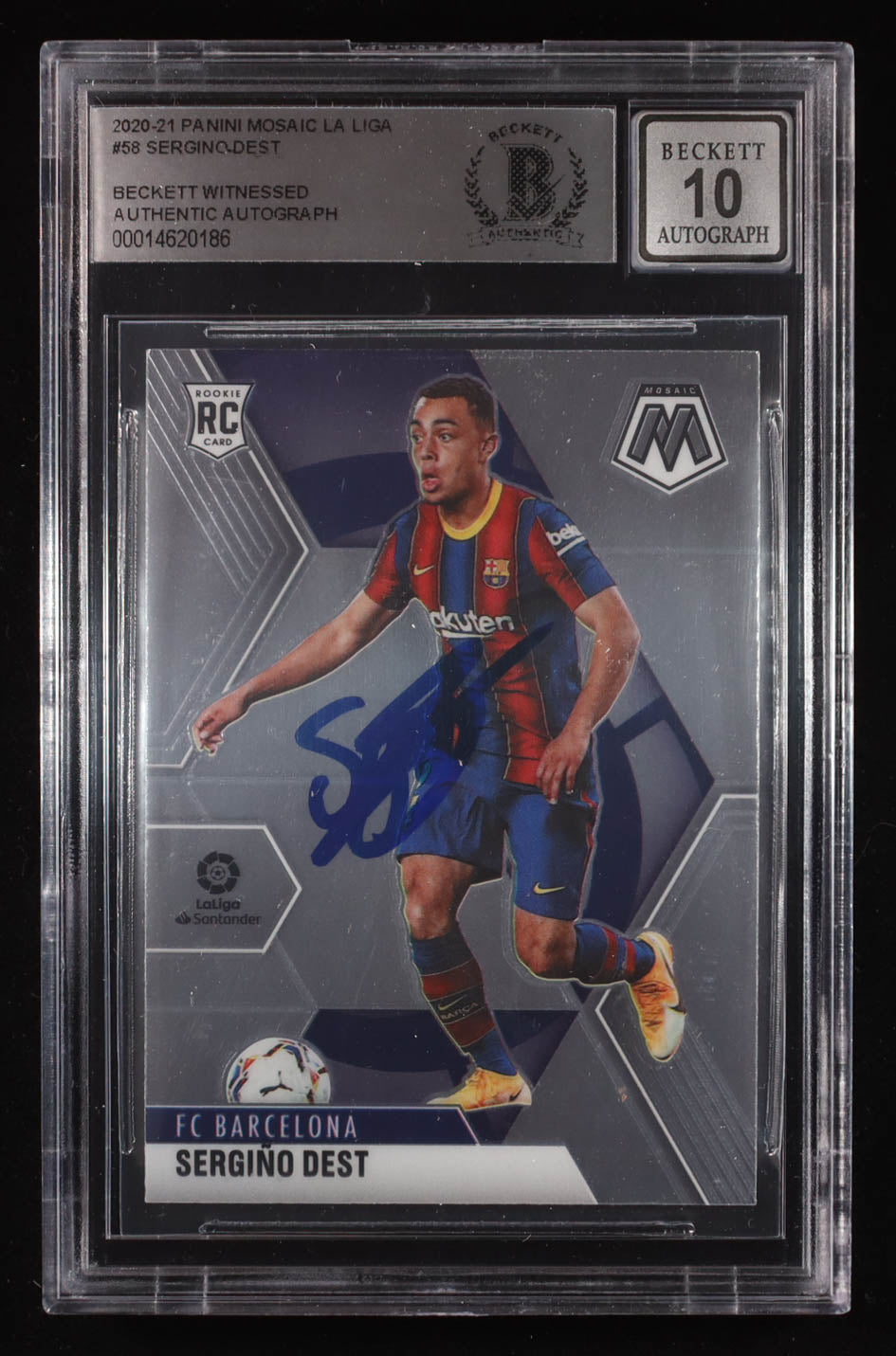 Sergino Dest Signed 2020-21 Panini Mosaic La Liga #58 RC (BGS | Auto 10) Rookie Card | Beckett Witnessed