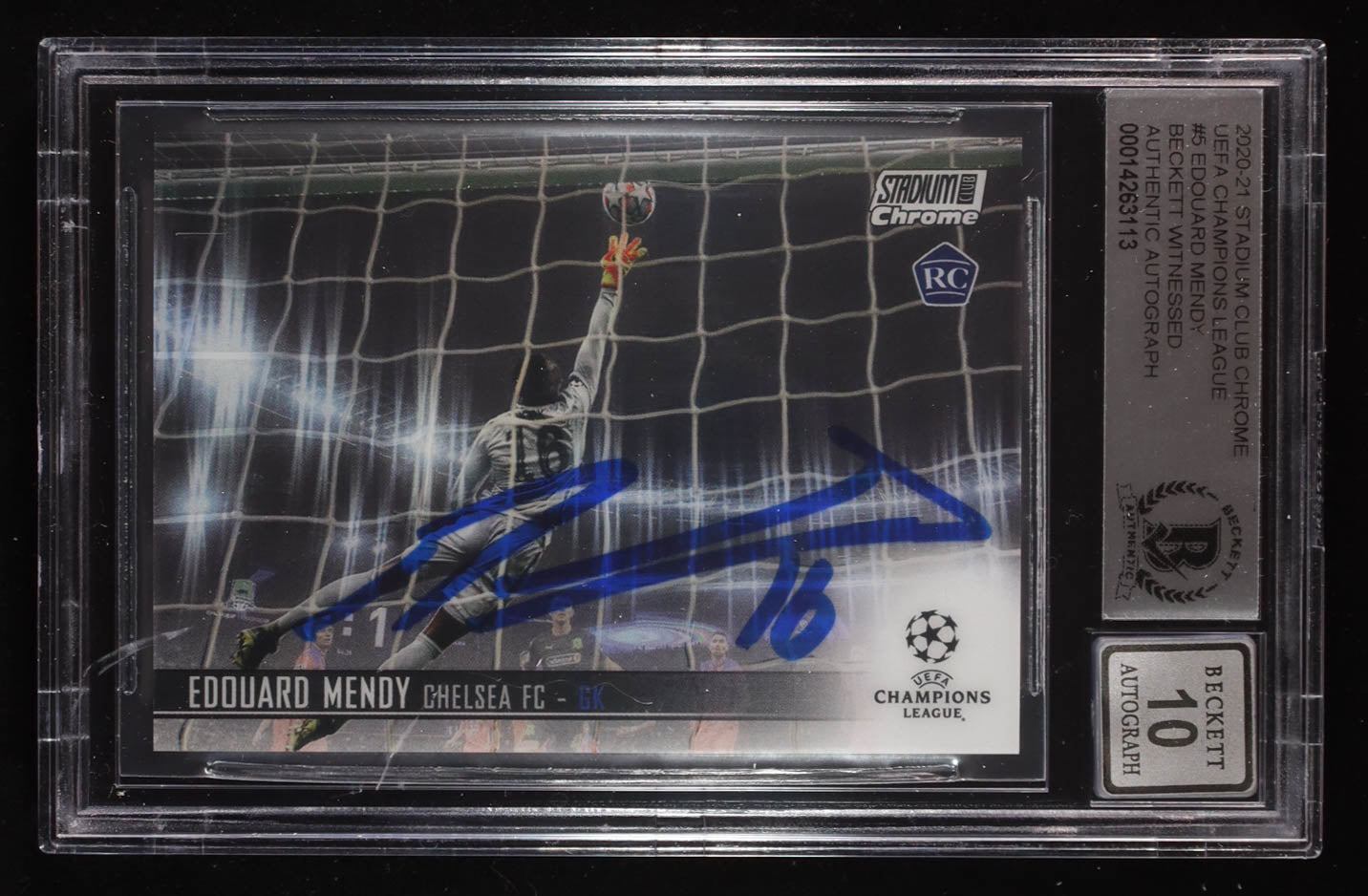 Edouard Mendy Signed 2020-21 Stadium Club Chrome UEFA Champions League #5 RC (BGS | Auto 10) Rookie Card | Beckett Witnessed