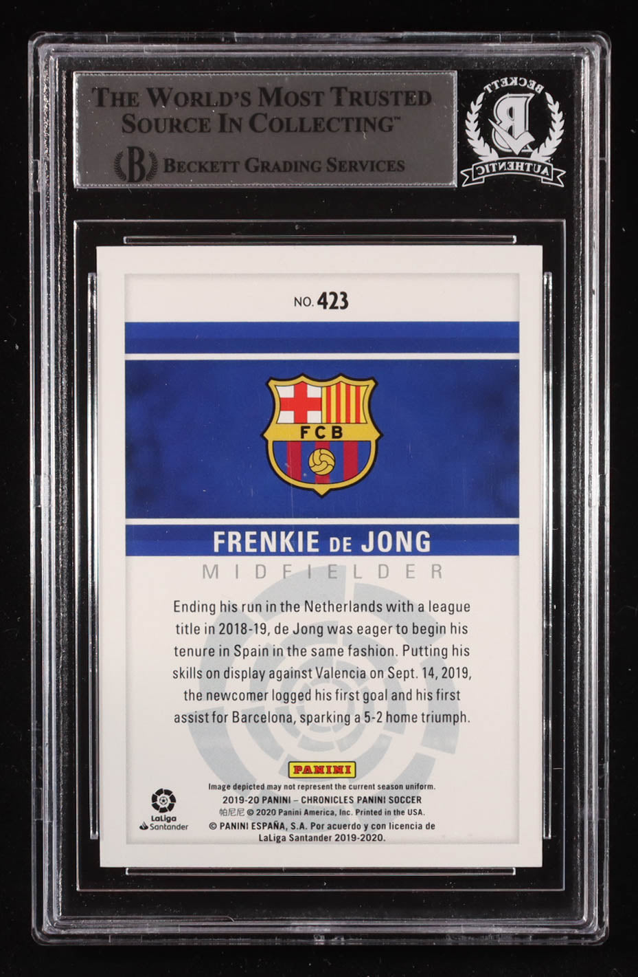 Frenkie de Jong Signed 2019-20 Panini #423 RC (BGS) Rookie Card | Beckett Witnessed