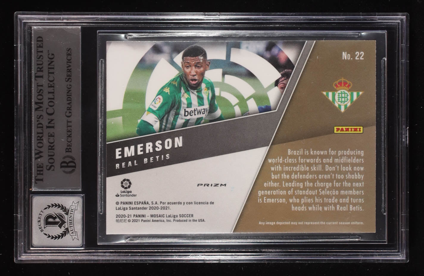 Emerson Signed 2020-21 Panini Mosaic La Liga Montage Mosaic #22 (BGS | Auto 10) Beckett Witnessed