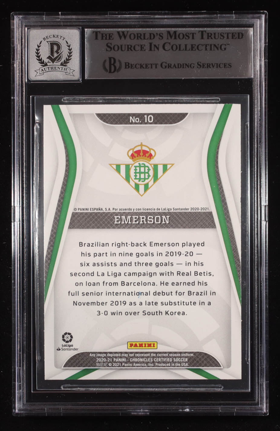 Emerson Signed 2020-21 Certified La Liga #10 (BGS | Auto 10) Beckett Witnessed