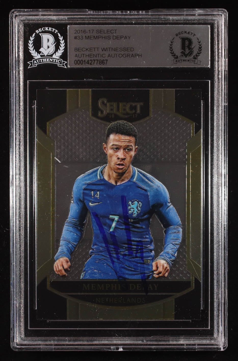 Memphis Depay Signed 2016-17 Select #33 RC (BGS) Beckett Witnessed - Rookie Card