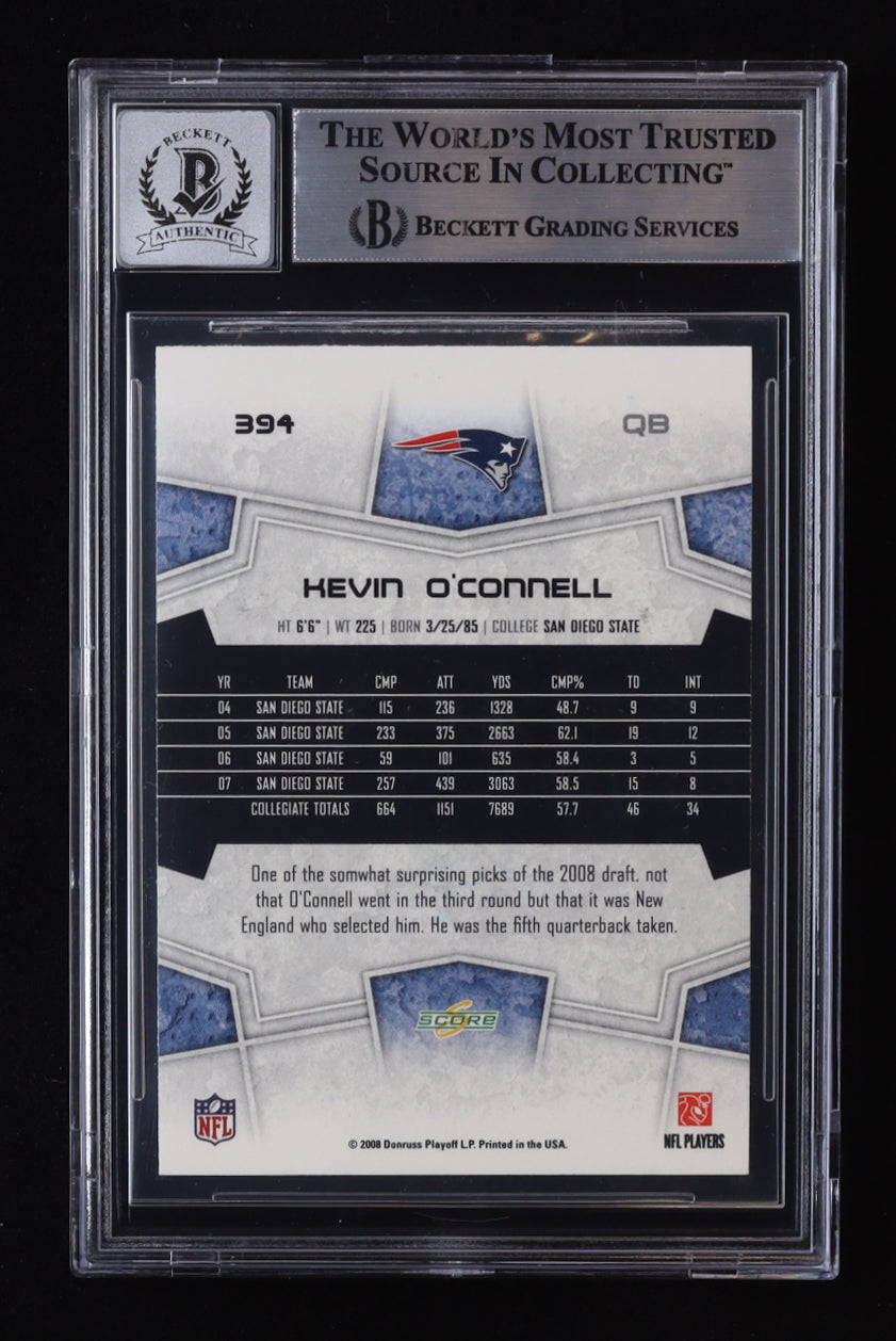 Kevin O'Connell Signed 2008 Score #394 RC (BGS) Rookie Card | Autograph Graded Beckett (BGS) 10