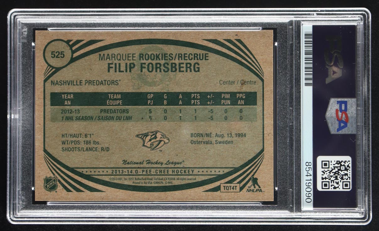Filip Forsberg Signed 2013-14 O-Pee-Chee Retro #525 RC (PSA) Rookie Card