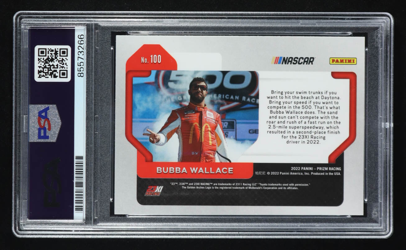 Bubba Wallace Signed 2022 Panini Prizm #100 (PSA)