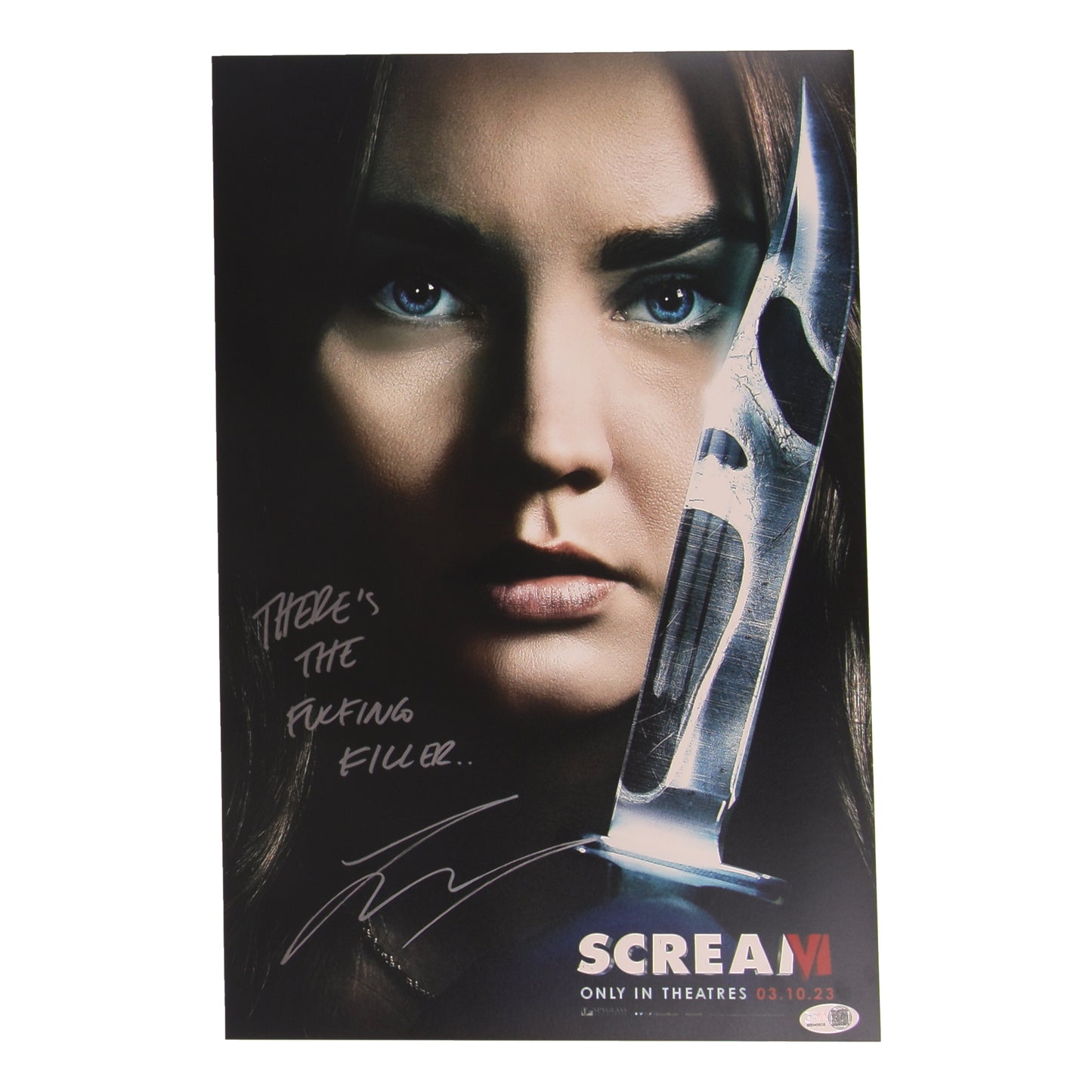 Liana Liberato Signed (JSA) "Scream VI" 11x17 Photo Inscribed "There's The Fu***** Killer..." - JSA Witnessed