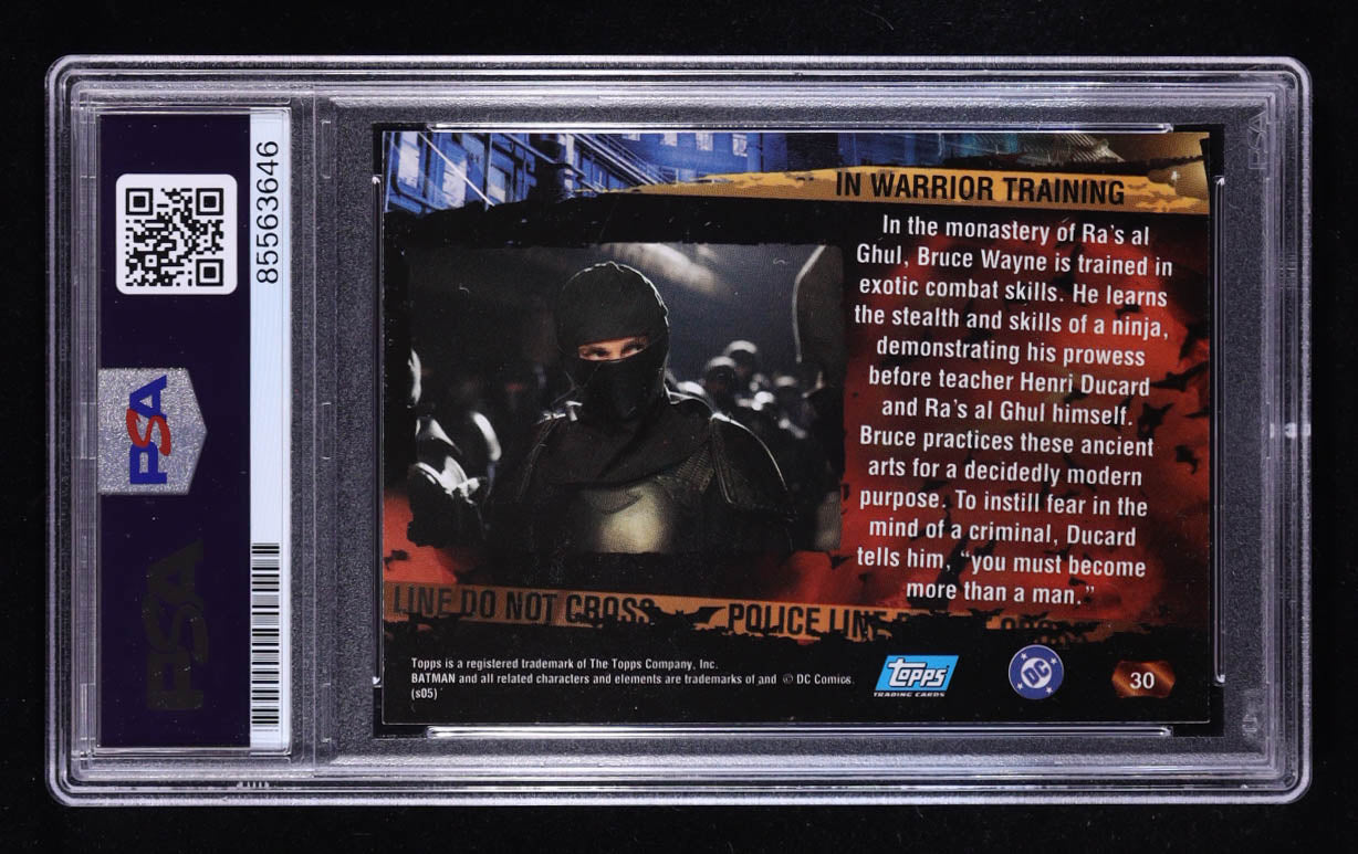 Christian Bale Signed 2005 Topps Batman Begins Movie #30 In Warrior Training (PSA Authentic) Bruce Wayne / Batman