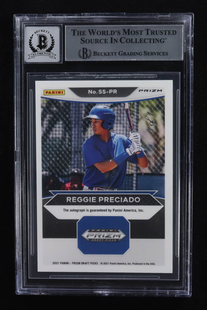 Reggie Preciado 2021 Panini Prizm Draft Picks Signing Sessions Prizms Gold Vinyl #107 RC #1/1 (Beckett Authentic | Auto Grade 10) Serially Numbered #1 / 1 | Rookie Card