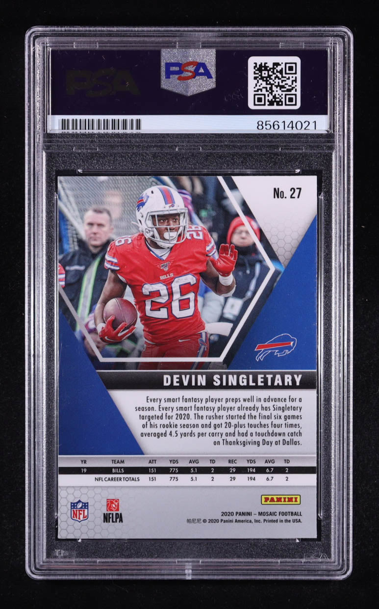 Devin Singletary Signed 2020 Mosaic #27 RC (PSA) - Rookie Card