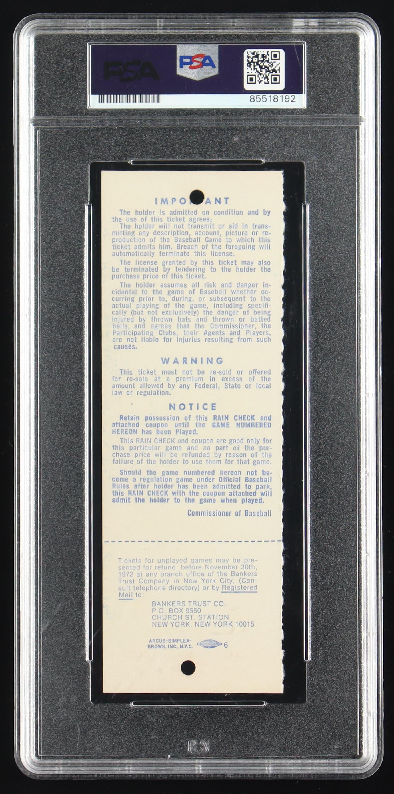 Reggie Jackson Signed 1972 World Series Game 5 Ticket (PSA Auto 10) Autograph Graded PSA 10